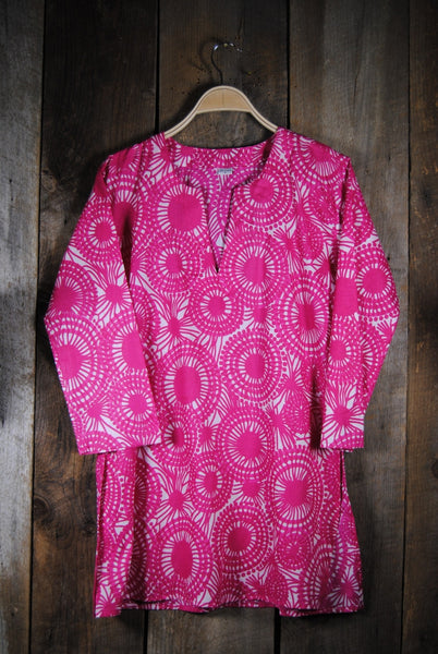 Tunic - Cotton Print Tunic Mod Pink - Girl Intuitive - Nusantara -