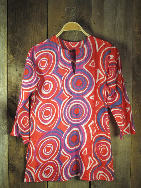Tunic - Cotton Tunic Top Red Mod - Girl Intuitive - Nusantara -