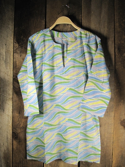 Tunic - Cotton Print Tunic Wavy Green - Girl Intuitive - Nusantara -