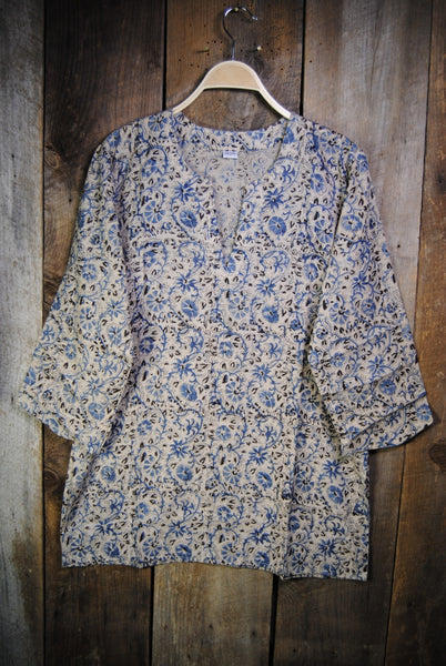 Tunic - Cotton Shiva Tunic Blue Horrockses - Girl Intuitive - Nusantara -