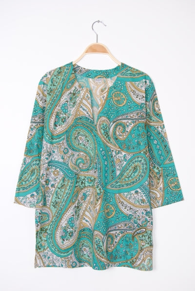 Tunic - Cotton Tunic Top Turquoise Paisleys - Girl Intuitive - Nusantara -