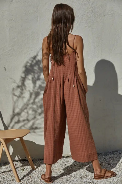 Jumpsuit - Cotton Pleated Wide Leg Jumpsuit - Girl Intuitive - By Together -