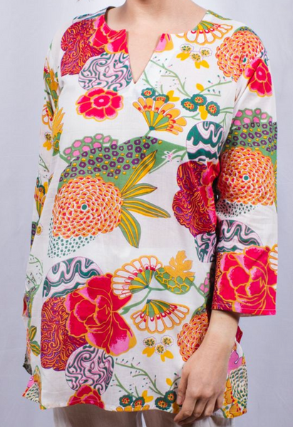 Tunic - Dolma Cotton Tunic Floral Print - Girl Intuitive - Dolma -