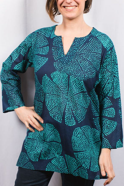 Tunic - Cotton Tunic Top Navy Teal - Girl Intuitive - Dolma -