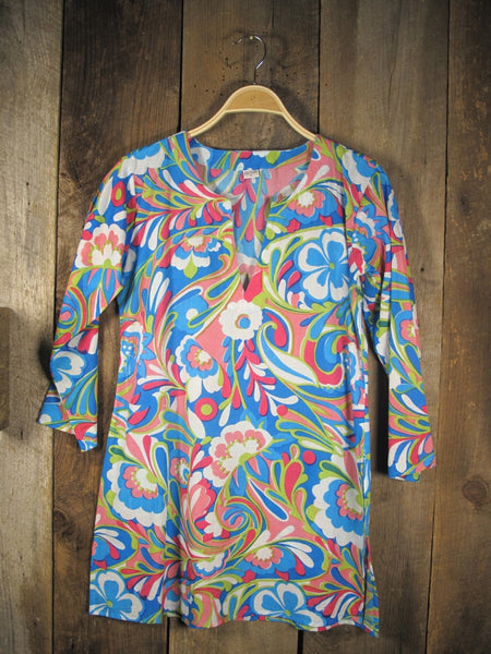 Tunic - Cotton Tunic Top in Retro Floral - Girl Intuitive - Nusantara -