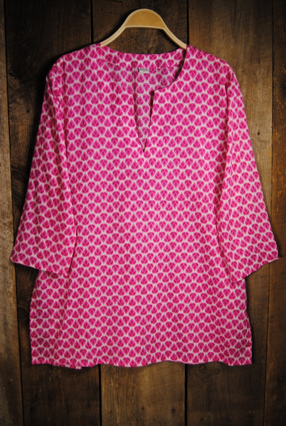Tunic - Cotton Tunic Top with Jeweled Print - Girl Intuitive - Nusantara -