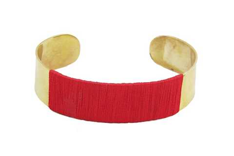 bracelet - Crimson Threaded Cuff - Girl Intuitive - WorldFinds -
