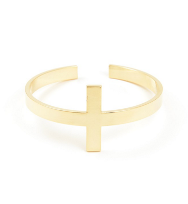 bracelet - Cross Metal Cuff Bracelet - Girl Intuitive - Zenzii - Gold