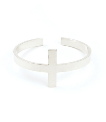 bracelet - Cross Metal Cuff Bracelet - Girl Intuitive - Zenzii - Silver