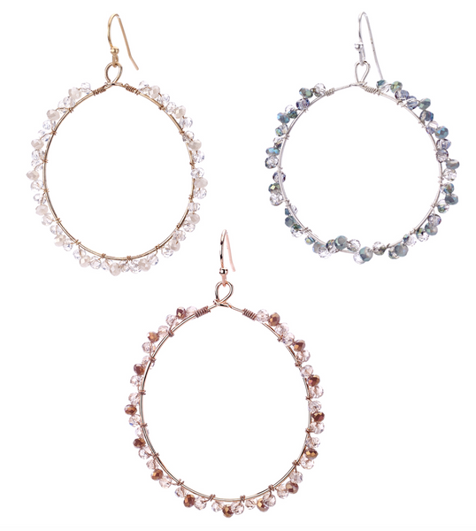 earrings - Crystal Beaded Hoop Earrings - Girl Intuitive - Island Imports -