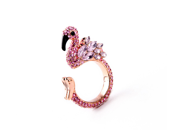 Ring - Crystal Flamingo Cocktail Ring - Girl Intuitive - Girl Intuitive -