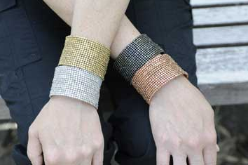 bracelet - Cubist Beaded Cuff - Gunmetal - Girl Intuitive - WorldFinds -