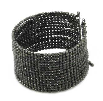 bracelet - Cubist Beaded Cuff - Gunmetal - Girl Intuitive - WorldFinds -