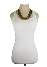Necklace - Dark Green Bead Gold Dangle Necklace - Girl Intuitive - zad -