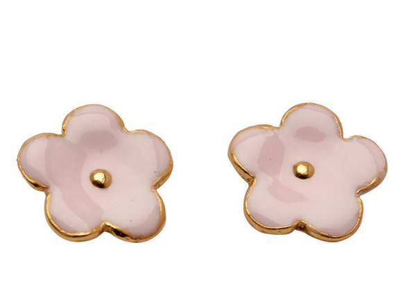 earrings - Delicate Pink Enamel Flower Earring Studs - Girl Intuitive - Karine Sultan -