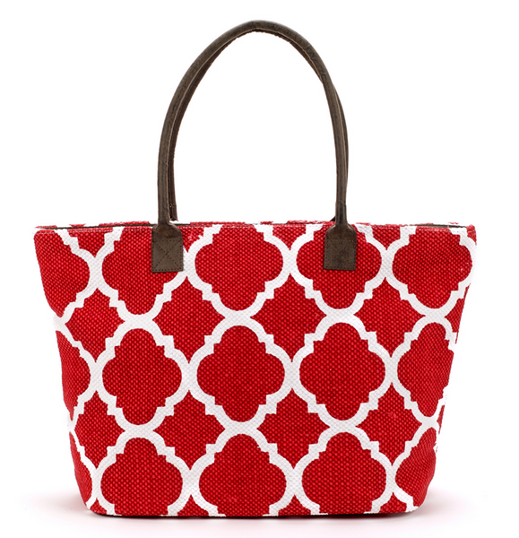 Bags - Dhurrie Tote Beach Bag Red - Girl Intuitive - Christian Livingston -