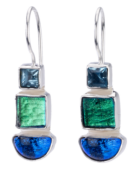 earrings - Dichroic Glass Triple Earrings - Girl Intuitive - Island Imports -