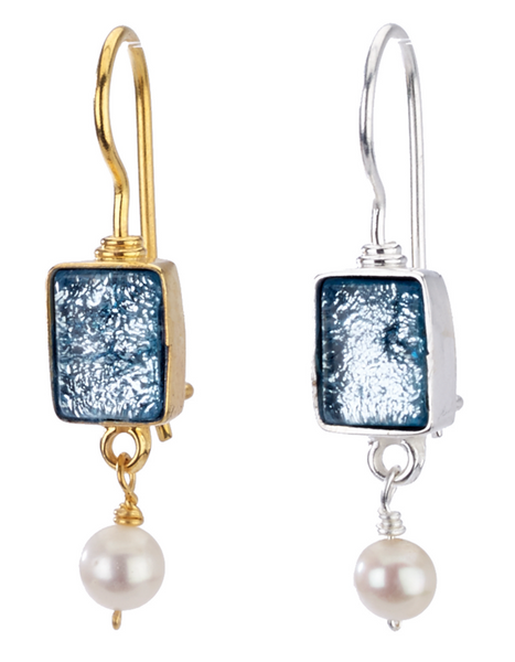 earrings - Dichroic Pearl Drop Earrings - Girl Intuitive - Island Imports -