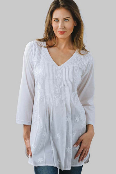 Tunic - Divya White Tunic - Girl Intuitive - Sevya -