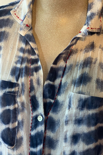 Shirts - Dolma Button-Up Collared Shirt Shibori Dye - Girl Intuitive - Dolma -