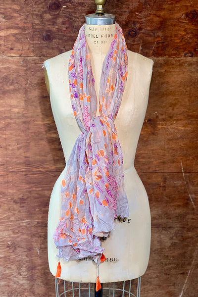 Scarves - Dolma Cotton Scarf in Orange Lilac - Girl Intuitive - Dolma -