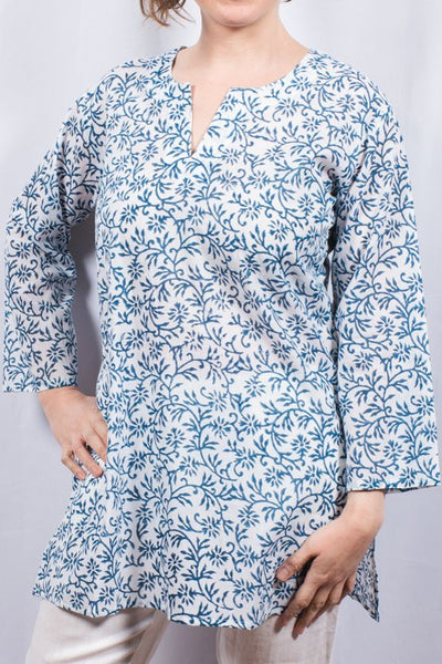 Tunic - Dolma Cotton Tunic Botanical Blue - Girl Intuitive - Dolma -