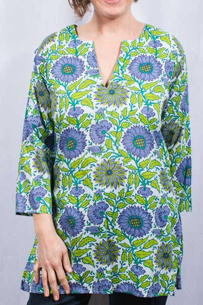 Tunic - Dolma Cotton Tunic Purple Botanical - Girl Intuitive - Dolma -