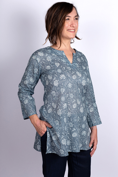 Tunic - Dolma Cotton Tunic Quiet Floral Print - Girl Intuitive - Dolma -