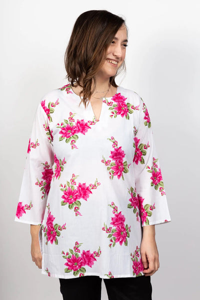 Dolma Fuchsia Floral Cotton Tunic