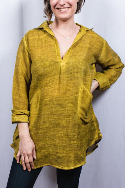 Shirts - Dolma Lightweight Linen Top - Girl Intuitive - Dolma - S / Yellow