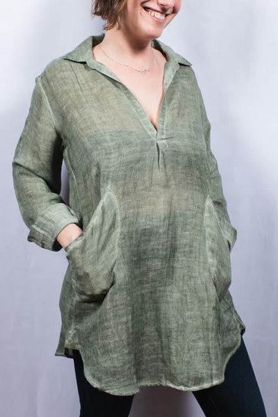 Shirts - Dolma Lightweight Linen Top - Girl Intuitive - Dolma - S / Green