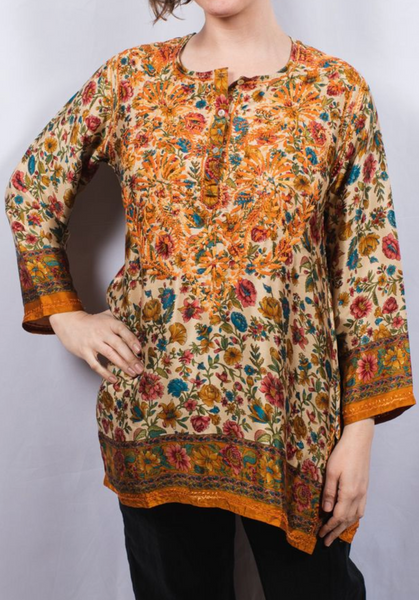 Tunic - Dolma Silk Embroidered Tunic Rust - Girl Intuitive - Dolma -