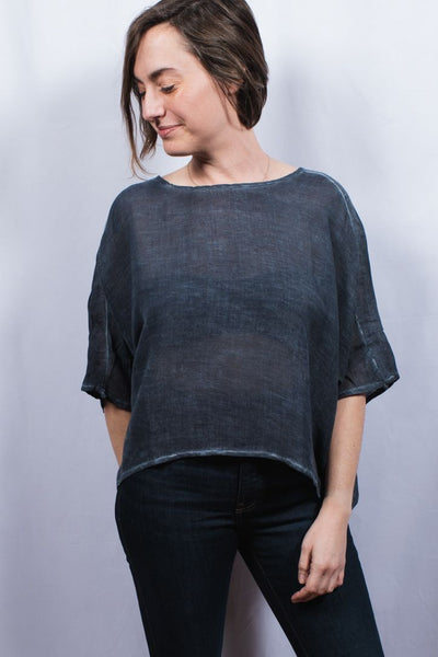 Top - Dolma Sleeve Linen Top - Girl Intuitive - Dolma - One Size / Black