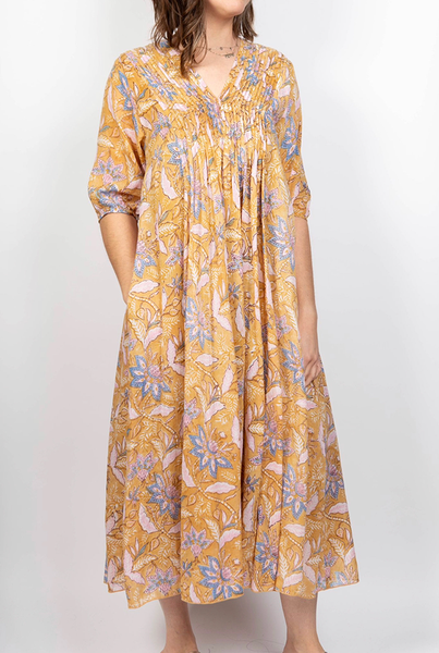 Dresses - Dolma Skye Dress Blue Mustard - Girl Intuitive - Dolma -