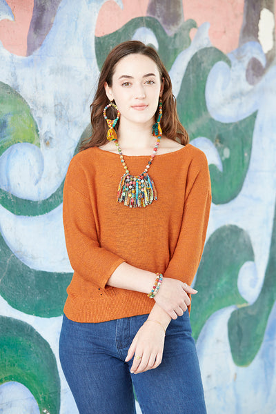 Necklace - Dotted Fringe Kantha Necklace - Girl Intuitive - WorldFinds -