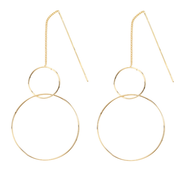 earrings - Double Hoop Thread Earrings - Girl Intuitive - Island Imports - Gold