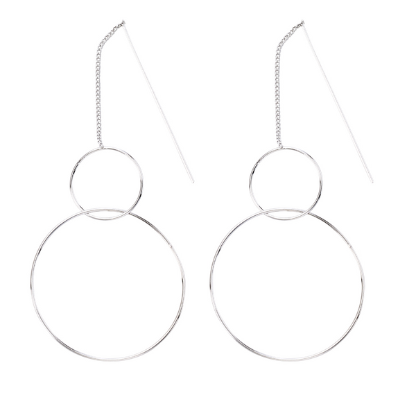 earrings - Double Hoop Thread Earrings - Girl Intuitive - Island Imports - Silver