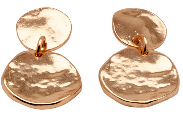earrings - Double Medallion Dangle Earrings - Girl Intuitive - Karine Sultan - Rose Gold