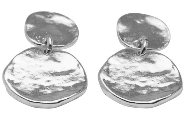 earrings - Double Medallion Dangle Earrings - Girl Intuitive - Karine Sultan - Silver