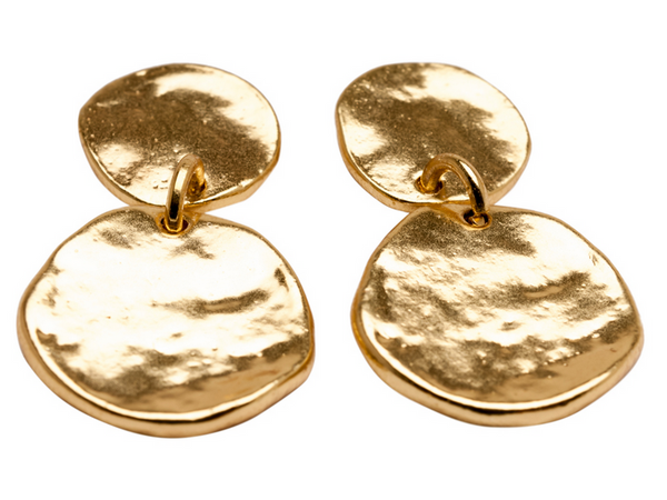 earrings - Double Medallion Dangle Earrings - Girl Intuitive - Karine Sultan - Gold
