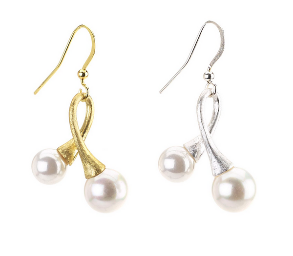 earrings - Double Pearl Charm Earrings - Girl Intuitive - Island Imports -