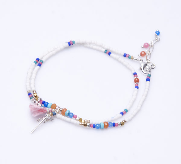 anklet - Double Row Anklet with Charms - Girl Intuitive - Nakamol -