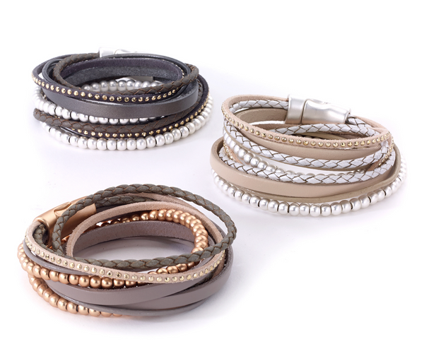 bracelet - Double Wrap Braided Leather Bracelet - Girl Intuitive - Island Imports -