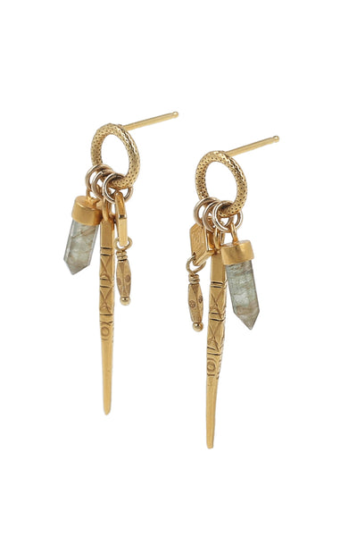 earrings - Chan Luu Labradorite Bullet Charms Earrings in Gold - Girl Intuitive - Chan Luu -