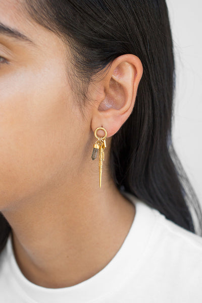 earrings - Chan Luu Labradorite Bullet Charms Earrings in Gold - Girl Intuitive - Chan Luu -