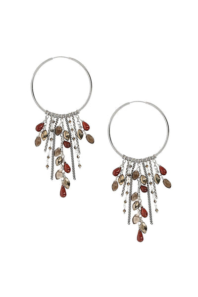 earrings - Chan Luu Garnet Mix Cluster Hoop Earrings - Girl Intuitive - Chan Luu -