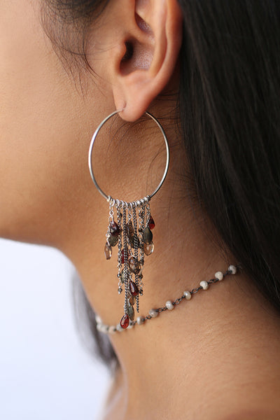 earrings - Chan Luu Garnet Mix Cluster Hoop Earrings - Girl Intuitive - Chan Luu -