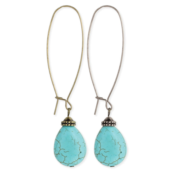 earrings - Earwire Turquoise Bead Earrings - Girl Intuitive - zad -