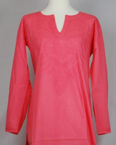 Tunic - Embroidered Brandy Kurti in Coral - Girl Intuitive - Dolma -