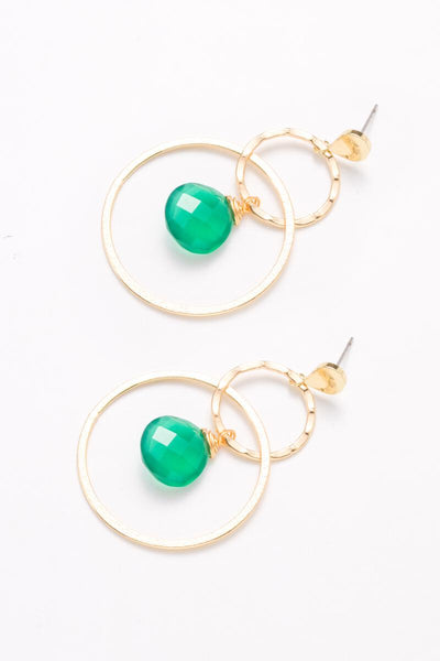 earrings - Emerald Drop Double Hoop Earrings - Girl Intuitive - Nakamol -